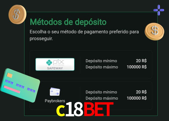 O cassino c18bet oferece uma grande variedade de métodos de pagamento